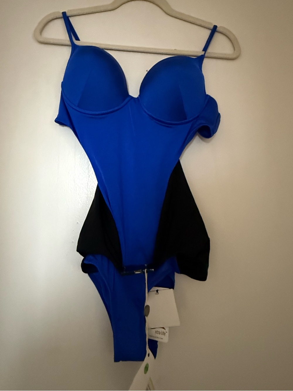 MOEVA Royal Blue and Black Bustier One-Piece Bodysuit